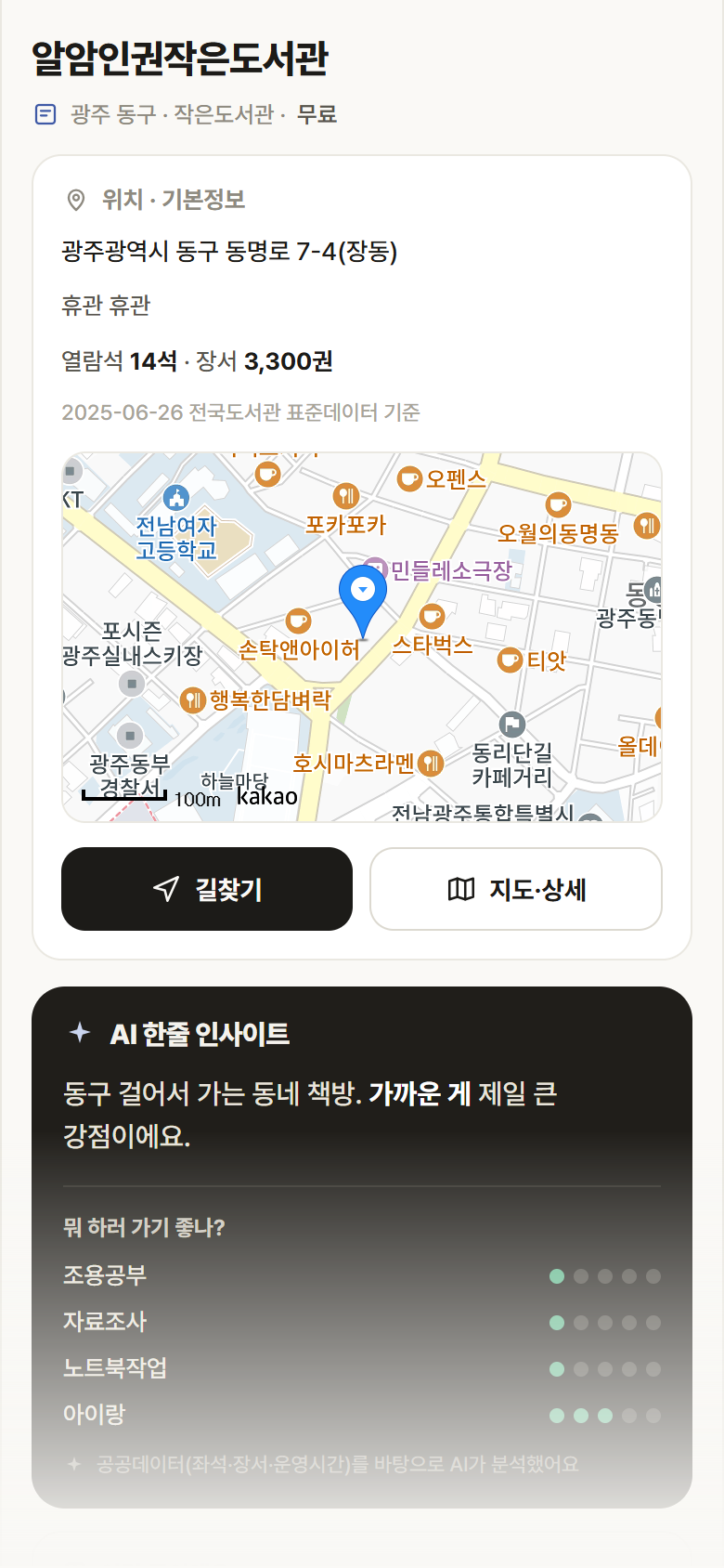 알암인권작은도서관 · 공공놀이터 광주 동구 알암인권작은도서관 도서관 안내