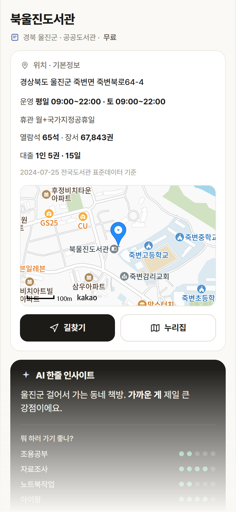 경북 울진군 북울진도서관 도서관 안내